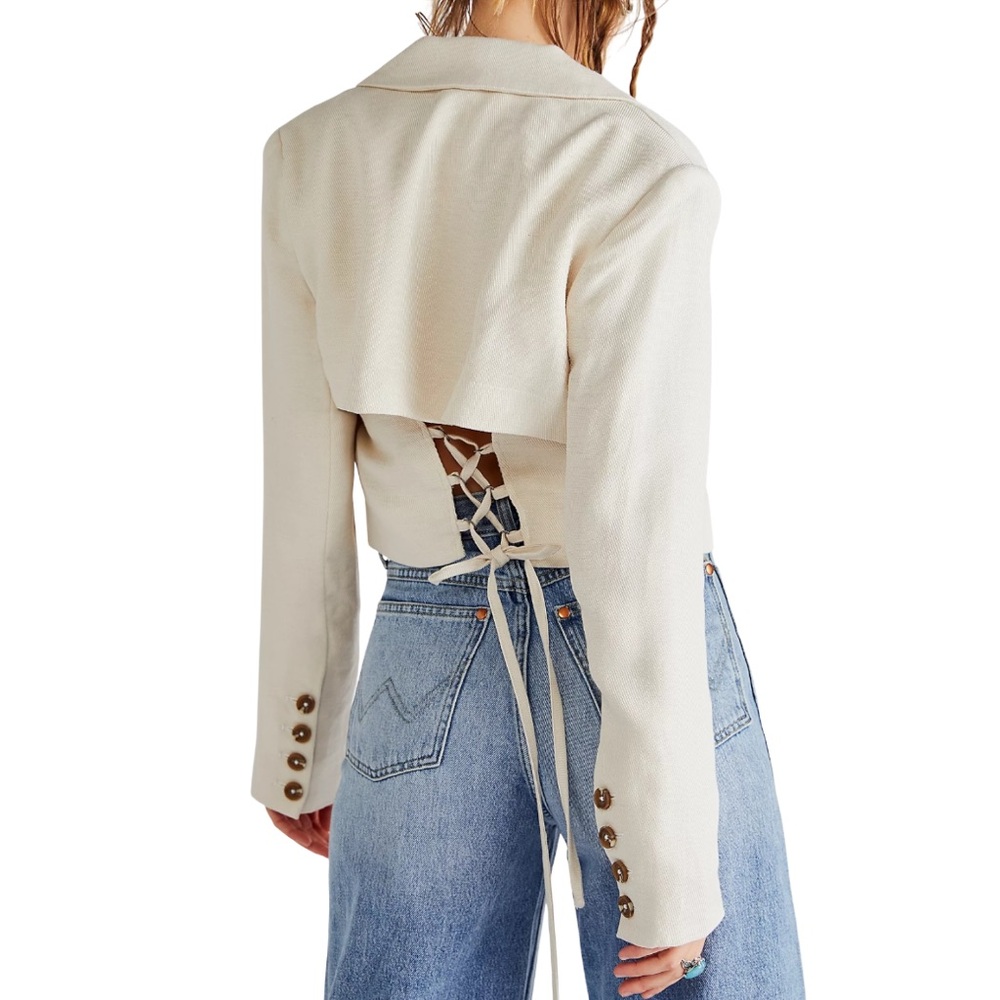NWOT! Free People Cream Cropped Corduroy Blazer — Size M